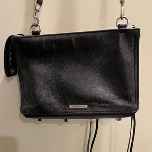 Black leather crossbody purse